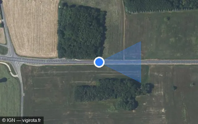 Vue satellite de l'emplacement du radar tourelle à Sèvres-Anxaumont sur D 951