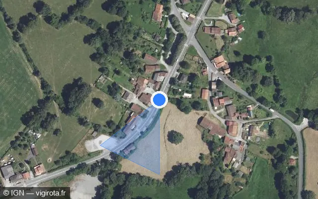 Vue satellite de l'emplacement du radar tourelle à Droux sur Rue Jean Giraudoux / N 145 / E 62