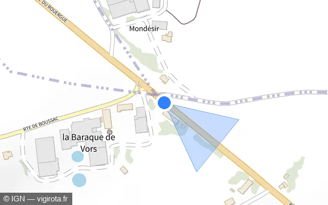 Vue plan de l'emplacement du radar tourelle à Baraqueville sur Route de Villefranche-de-Rouergue / D 911