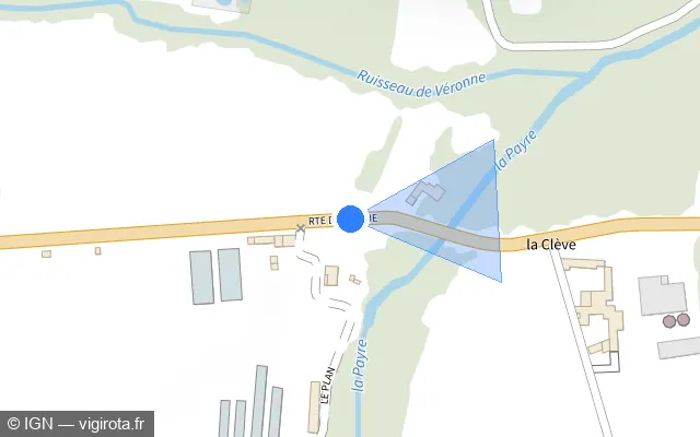 Vue plan de l'emplacement du radar tourelle à Chomérac sur Route de la Soie / D 2