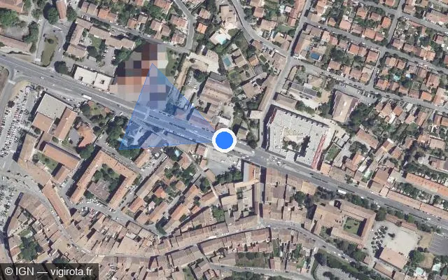 Vue satellite de l'emplacement du radar tourelle à Carcassonne sur Avenue du Général Leclerc