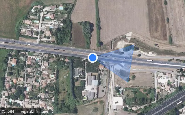 Vue satellite de l'emplacement du radar tourelle à Rodilhan sur Route de Beaucaire / D 999