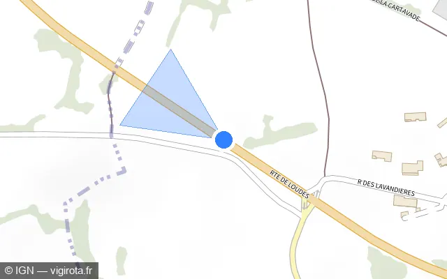 Vue plan de l'emplacement du radar tourelle à Vergezac sur N 102