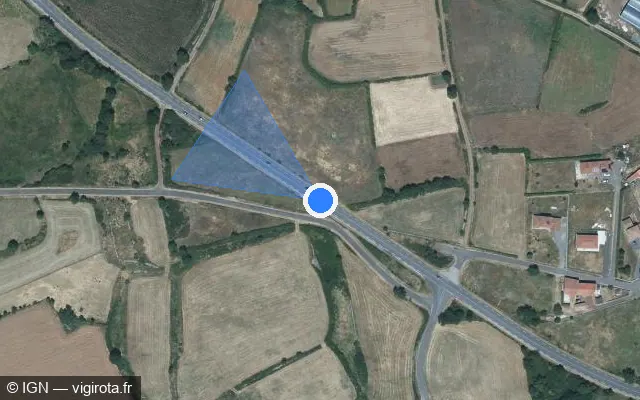 Vue satellite de l'emplacement du radar tourelle à Vergezac sur N 102