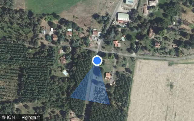 Vue satellite de l'emplacement du radar tourelle à Ychoux sur Route des Grands Champs / D 348