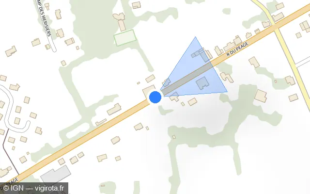 Vue plan de l'emplacement du radar tourelle à Lanobre sur Rue du Péage / D 922