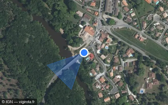 Vue satellite de l'emplacement du radar tourelle à Mios sur Avenue du Val de l'Eyre / D 216