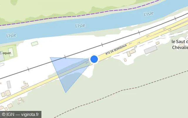 Vue plan de l'emplacement du radar tourelle à Marsac-sur-l'Isle sur Route de Bordeaux / D 6089