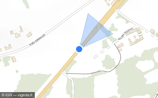 Vue plan de l'emplacement du radar tourelle à Beaumont Saint-Cyr sur Avenue de Bordeaux / D 910
