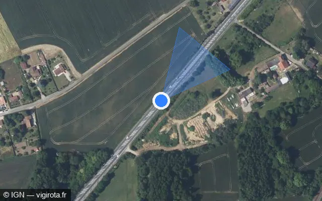 Vue satellite de l'emplacement du radar tourelle à Beaumont Saint-Cyr sur Avenue de Bordeaux / D 910
