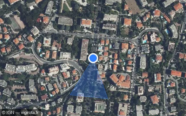 Vue satellite de l'emplacement du radar tourelle à Nice sur Boulevard de Cimiez