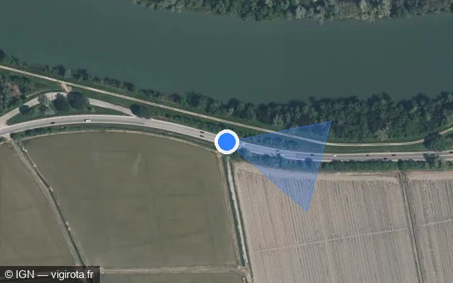 Vue satellite de l'emplacement du radar tourelle à Saint-Gilles sur Route du Château d'Avignon / D 570