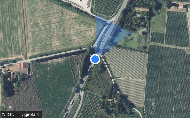 Vue satellite de l'emplacement du radar tourelle à Beaucaire sur Route de Fourques / D 15