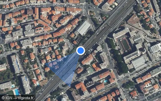 Vue satellite de l'emplacement du radar tourelle à Nice sur Voie Pierre Mathis