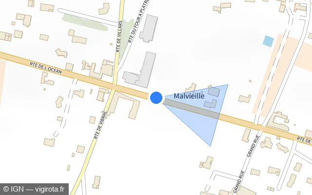Vue plan de l'emplacement du radar tourelle à Moulidars sur Route de l'Océan / N 141 / E 603