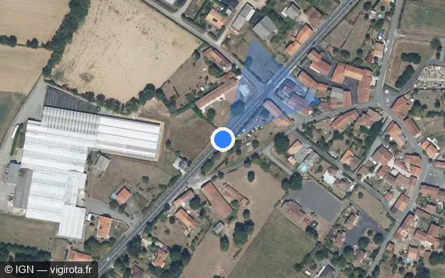 Vue satellite de l'emplacement du radar tourelle à Suaux sur Rue Nationale / N 141 / E 603