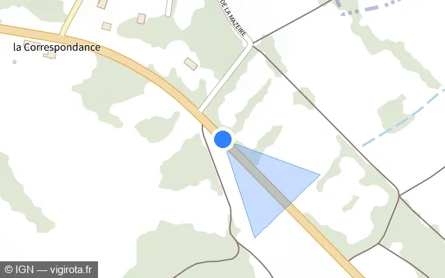 Vue plan de l'emplacement du radar tourelle à La Saunière sur D 942