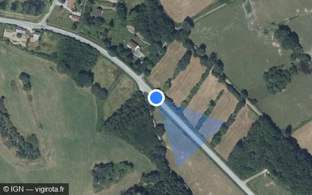 Vue satellite de l'emplacement du radar tourelle à La Saunière sur D 942