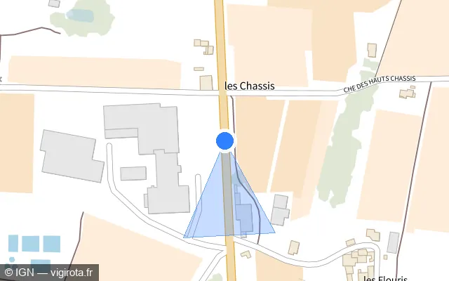 Vue plan de l'emplacement du radar tourelle à Pont-de-l'Isère sur Route du Dauphiné / N 7