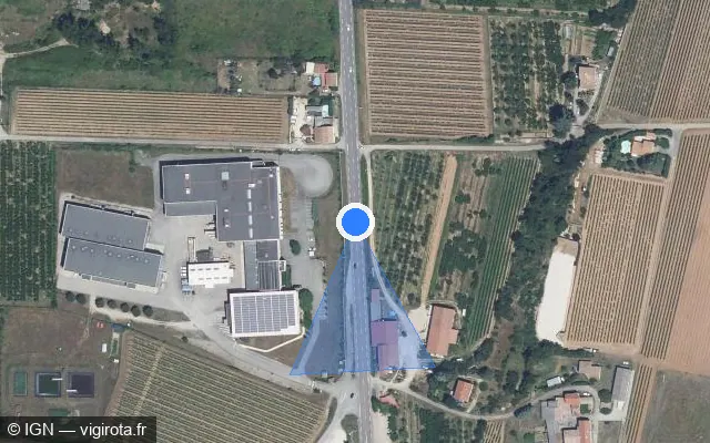 Vue satellite de l'emplacement du radar tourelle à Pont-de-l'Isère sur Route du Dauphiné / N 7