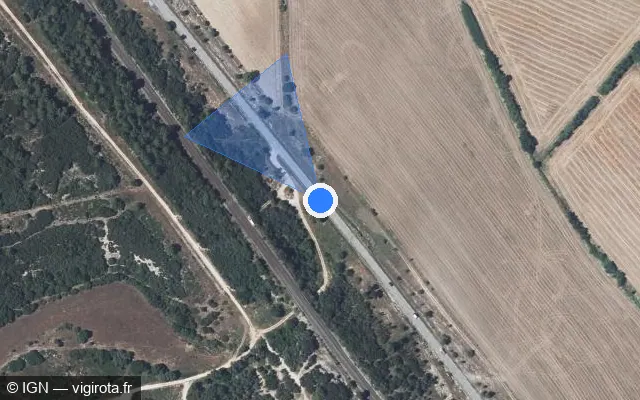 Vue satellite de l'emplacement du radar tourelle à Gajan sur D 907