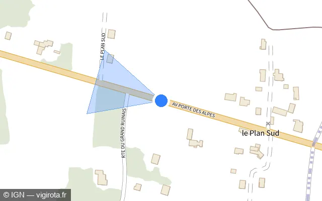 Vue plan de l'emplacement du radar tourelle à Estrablin sur Avenue Porte des Alpes / D 502