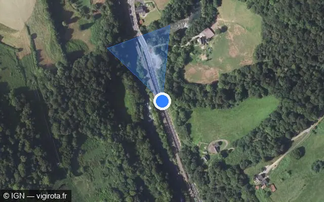 Vue satellite de l'emplacement du radar tourelle à Sarrance sur N 134 / E 07