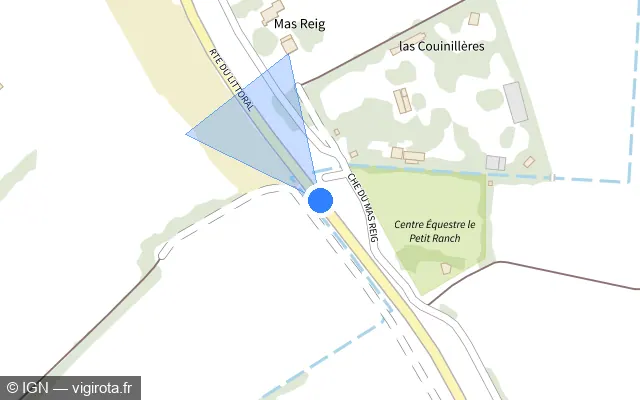 Vue plan de l'emplacement du radar tourelle à Latour-Bas-Elne sur D 81