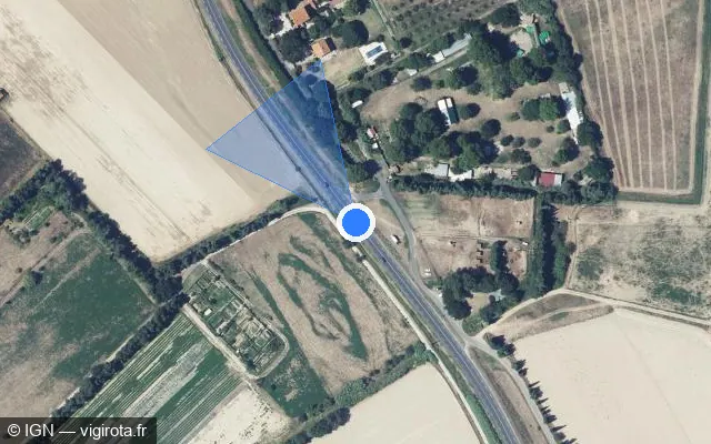 Vue satellite de l'emplacement du radar tourelle à Latour-Bas-Elne sur D 81