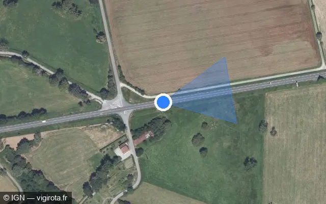 Vue satellite de l'emplacement du radar tourelle à Saint-Amand-Magnazeix sur N 145 / E 62