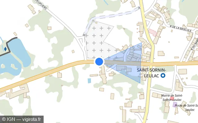 Vue plan de l'emplacement du radar tourelle à Saint-Sornin-Leulac sur Avenue de la Promenade / N 145 / E 62