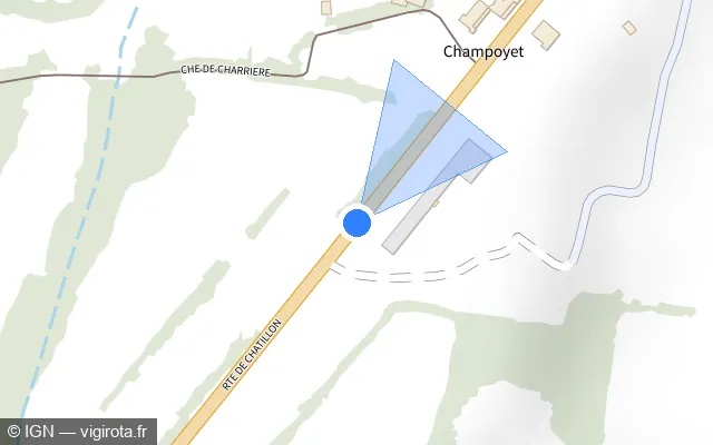 Vue plan de l'emplacement du radar tourelle à Neuville-les-Dames sur Route de Châtillon / D 936