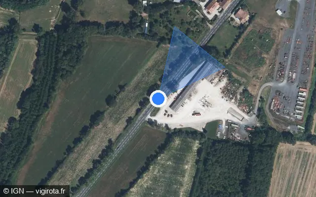 Vue satellite de l'emplacement du radar tourelle à Neuville-les-Dames sur Route de Châtillon / D 936