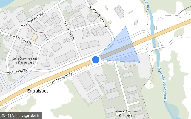Vue plan de l'emplacement du radar tourelle à Embrun sur N 94