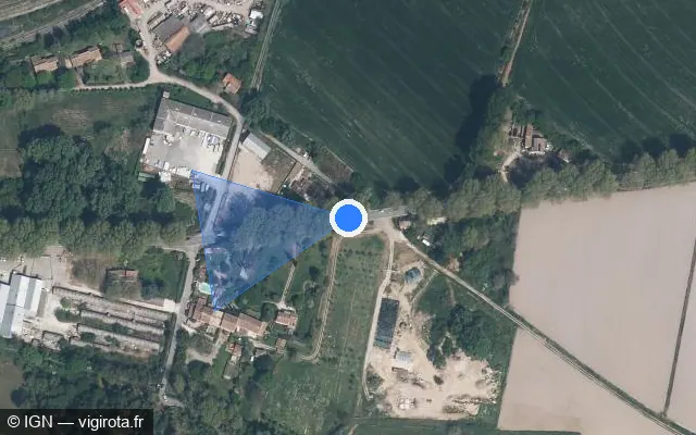 Vue satellite de l'emplacement du radar tourelle à Meyrargues sur Route d'Aix / D 96
