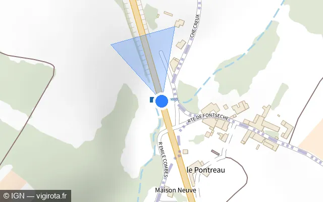 Vue plan de l'emplacement du radar tourelle à Dompierre-sur-Charente sur N 141 / E 603