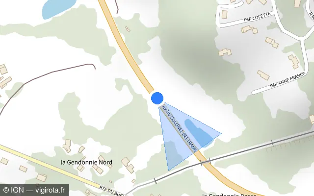 Vue plan de l'emplacement du radar tourelle à Sarlat-la-Canéda sur Avenue du Colonel Beltrame / D 704
