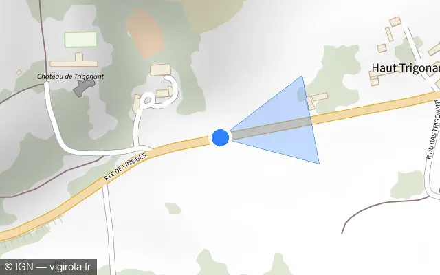 Vue plan de l'emplacement du radar tourelle à Antonne-et-Trigonant sur Route de Limoges / N 21