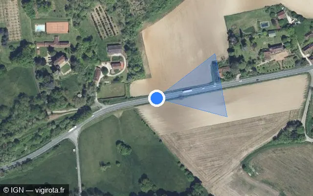 Vue satellite de l'emplacement du radar tourelle à Antonne-et-Trigonant sur Route de Limoges / N 21