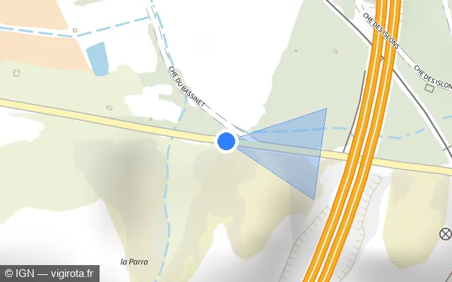 Vue plan de l'emplacement du radar tourelle à Roquemaure sur D 980