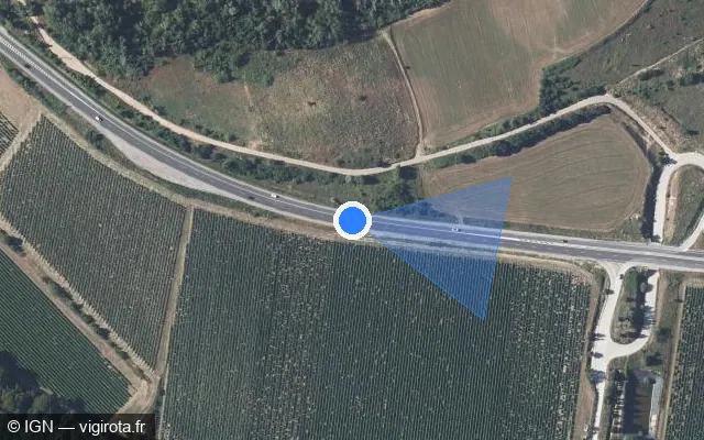 Vue satellite de l'emplacement du radar tourelle à Bellegarde sur D 6113