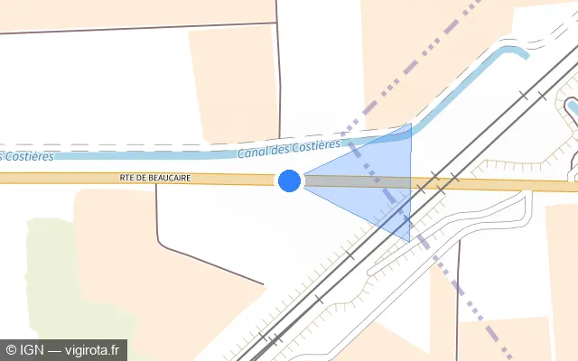 Vue plan de l'emplacement du radar tourelle à Redessan sur Route de Beaucaire / D 999