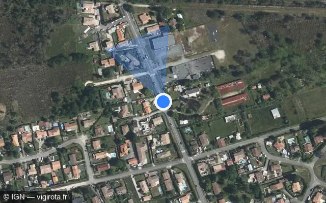 Vue satellite de l'emplacement du radar tourelle à Lanton sur Route du Temple / D 5