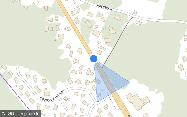 Vue plan de l'emplacement du radar tourelle à Mios sur Avenue de la République / D 3