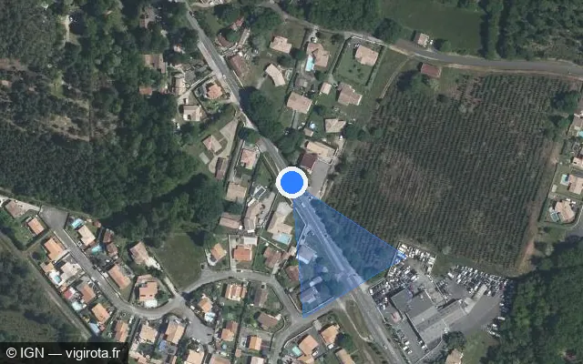 Vue satellite de l'emplacement du radar tourelle à Mios sur Avenue de la République / D 3