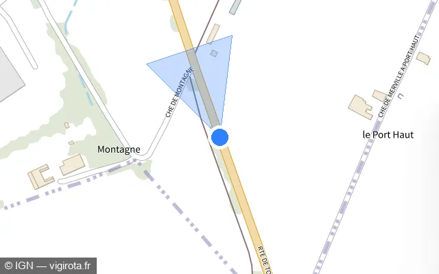 Vue plan de l'emplacement du radar tourelle à Merville sur Route de Toulouse / D 2