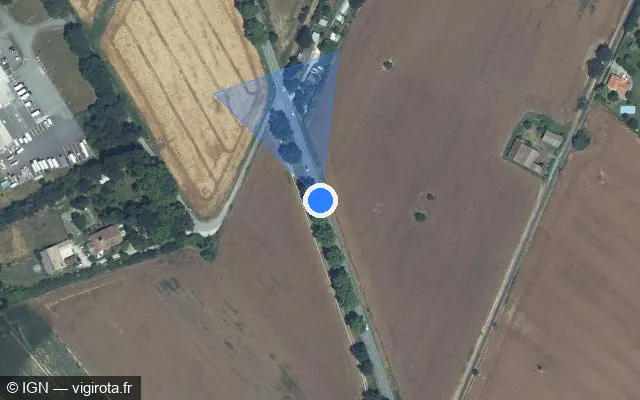 Vue satellite de l'emplacement du radar tourelle à Merville sur Route de Toulouse / D 2
