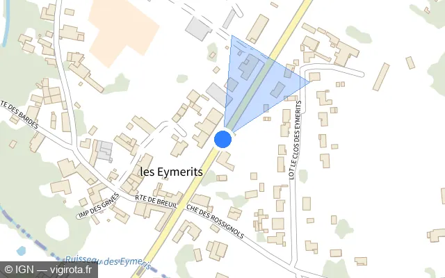 Vue plan de l'emplacement du radar tourelle à Les Billaux sur Route de Paris / D 910