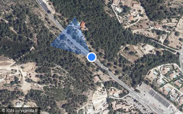 Vue satellite de l'emplacement du radar tourelle à Bandol sur Route de Saint-Cyr / D 559