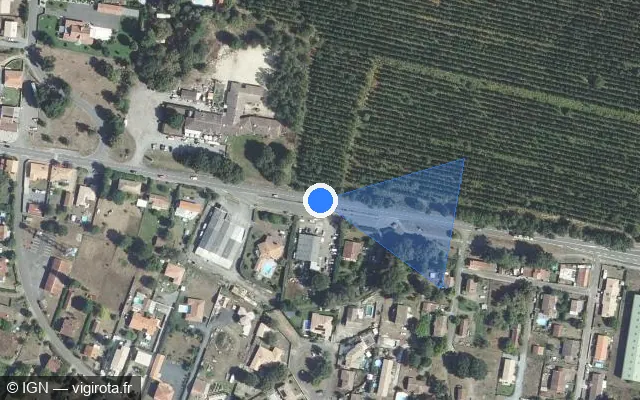 Vue satellite de l'emplacement du radar tourelle à Ychoux sur Rue Brémontier / D 43